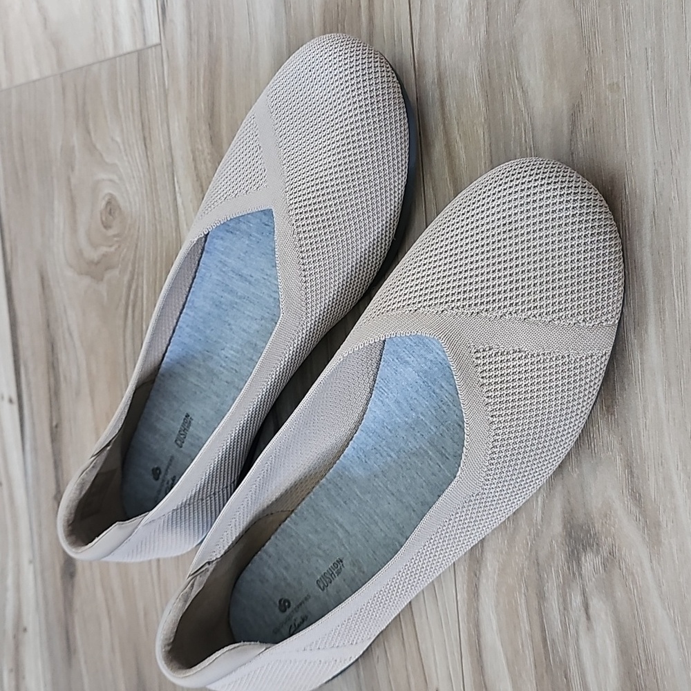 Clarks Women's Mesh Slip-On Flats in Light Beige